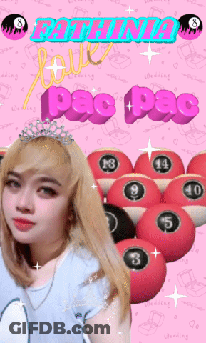 Girl In Tiara With Pool Balls And Love Pac Pac GIF