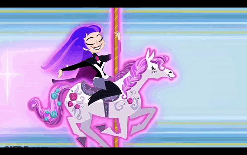 Girl In Tuxedo Riding Merry-Go-Round GIF