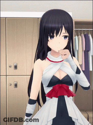 Girl In White And Black Dress By Closet GIF