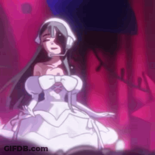 Girl In White Dress And Gloves With Headphones And Headset GIF