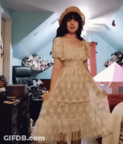 Girl In White Dress And Hat GIF