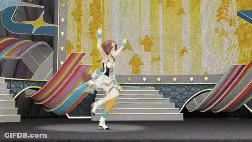 Girl In White Dress Dancing On Stage GIF