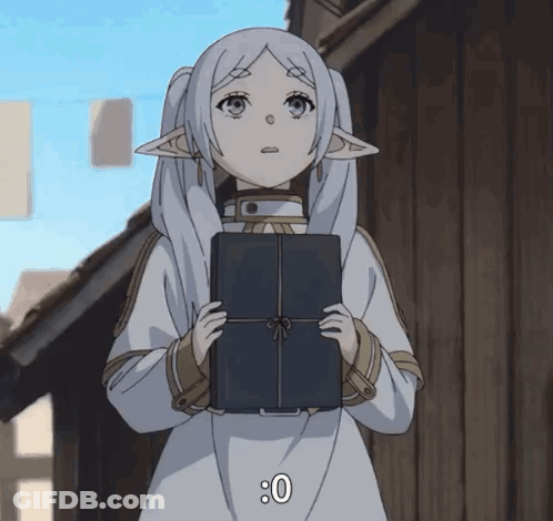 Girl In White Dress Holding Book With Number 0 GIF