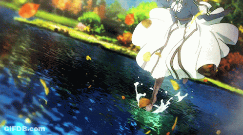 Girl In White Dress Standing In River GIF