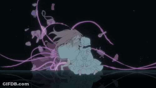 Girl In White Dress Surrounded By Pink Lines GIF