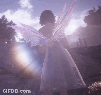 Girl In White Dress With Fairy Wings GIF