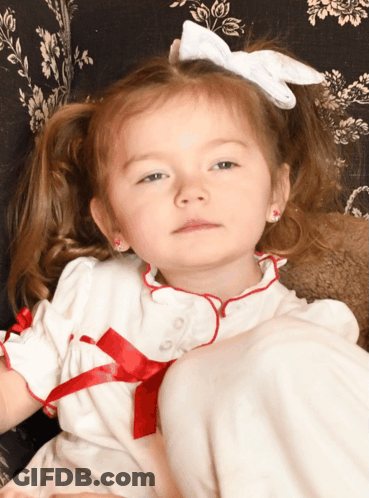 Girl In White Dress With Red Trim GIF