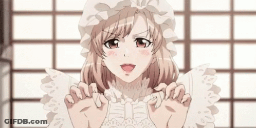 Girl In White Dress With Ruffled Sleeves And White Hat GIF