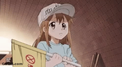 Girl In White Hat Holding Yellow Flag GIF