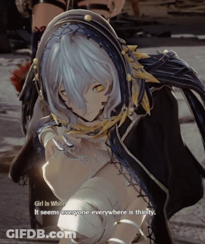 Girl In White Saying Thirsty GIF
