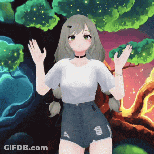 Girl In White Shirt And Blue Shorts With Letter A GIF