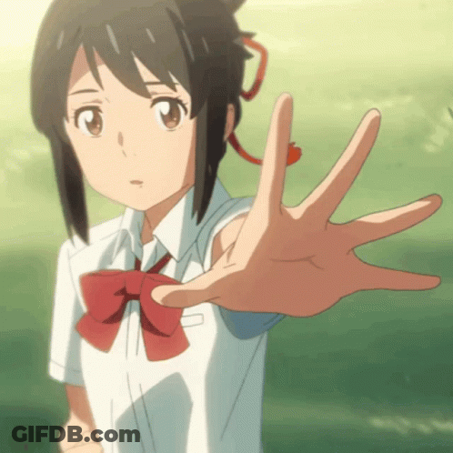 Girl In White Shirt And Red Bow Tie Extending Hand GIF