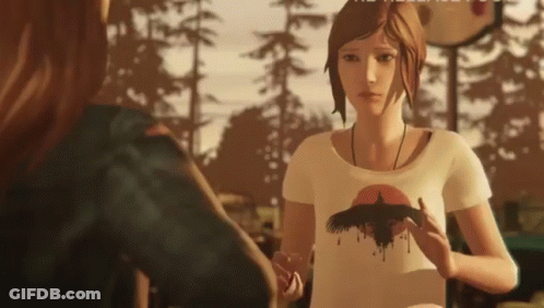 Girl In White Shirt With Bird Standing Next To Another Girl GIF