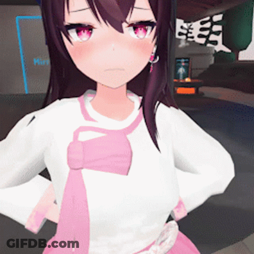 Girl In White Shirt With Pink Bow And Tie GIF