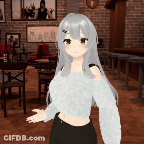 Girl In White Sweater Standing By Warning Sign GIF