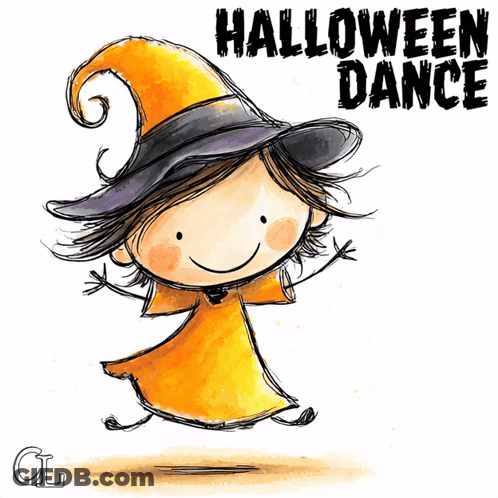 Girl In Witch Costume Halloween Dance GIF