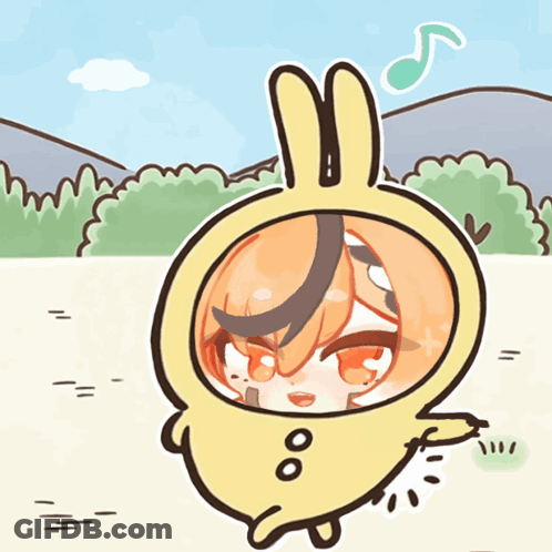 Girl In Yellow Bunny Costume GIF