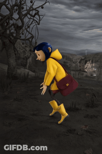 Girl In Yellow Coat And Yellow Boots In Field GIF