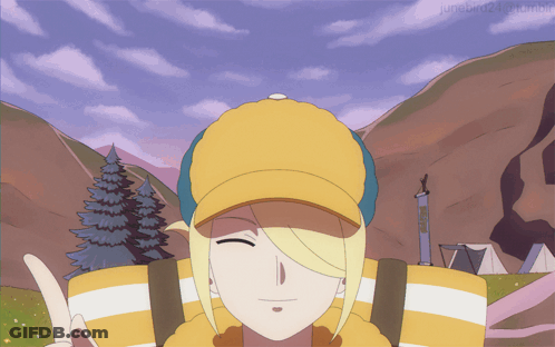 Girl In Yellow Hat And Striped Shirt Pokemon GIF