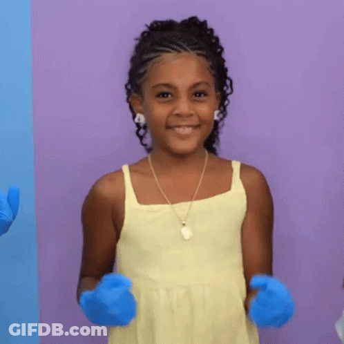 Girl In Yellow Tank Top And Blue Gloves GIF