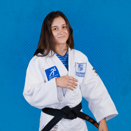 Girl Is Shy To Do Judo Chop GIF