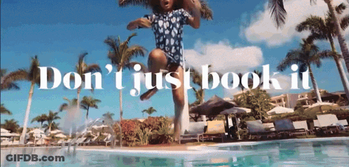 Girl Jumping Into Pool Don't Just Book It GIF