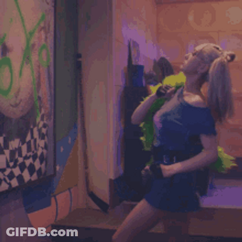 Girl Kicking The Poster GIF