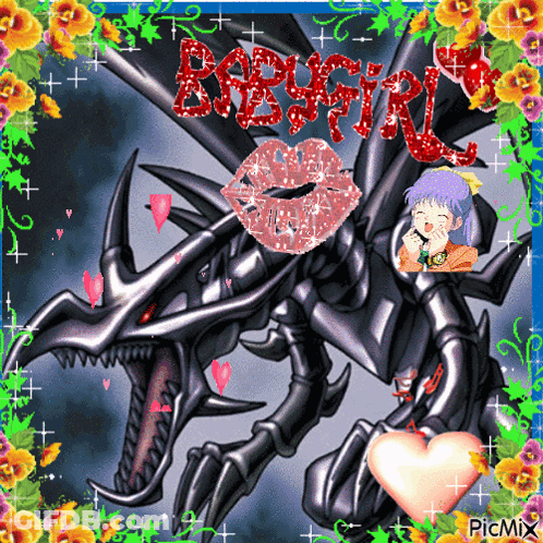 Girl Kissing Dragon Babygirl GIF