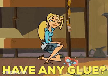Girl Kneeling With Have Any Glue GIF