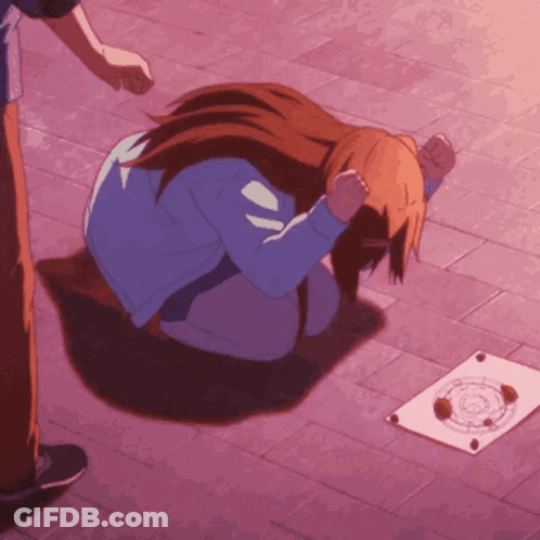 Girl Kneeling With Paper GIF
