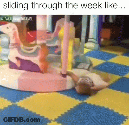Girl Laying By Carousel Sliding Through The Week Like GIF