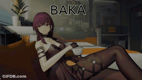 Girl Laying On Bed Saying Baka GIF