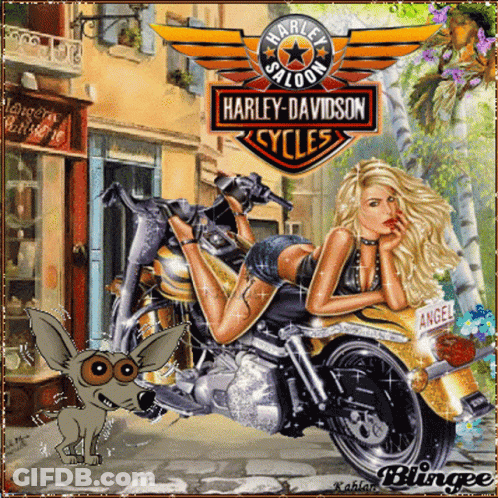 Girl Laying On Harley Davidson Motorcycle GIF