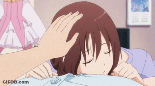 Girl Laying On Man's Chest With Hand On Head GIF