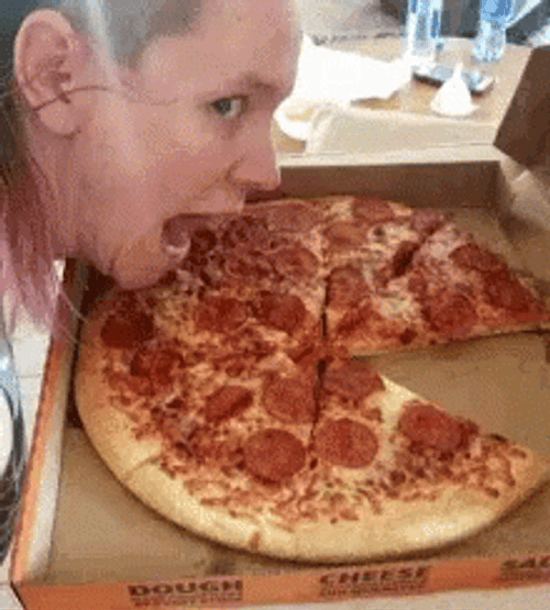 Girl Licking Pizza GIF