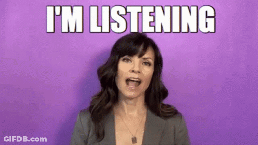Girl Listening Quote With Violet Background GIF