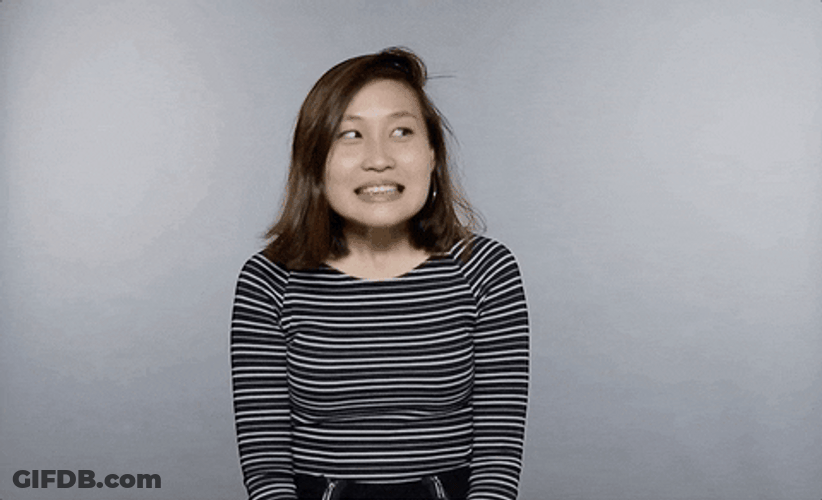 Girl Looking Around Awkward Smile Reaction GIF