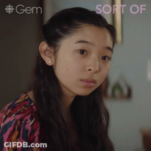 Girl Looking At Camera With Gem Logo GIF