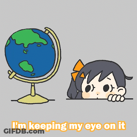 Girl Looking At Globe Keeping Eye On It GIF