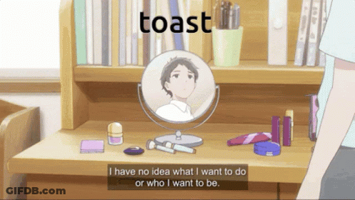 Girl Looking At Mirror Saying Toast GIF