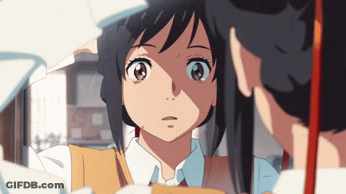 Girl Looking In Mirror With Red Pencil GIF
