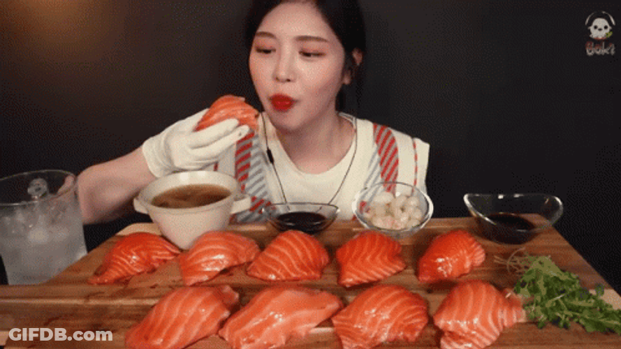 Girl Loves To Eat Sushi GIF