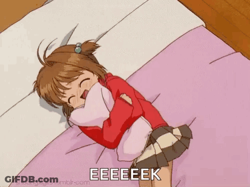 Girl Lying On Bed With Pillow And Eeeeek GIF