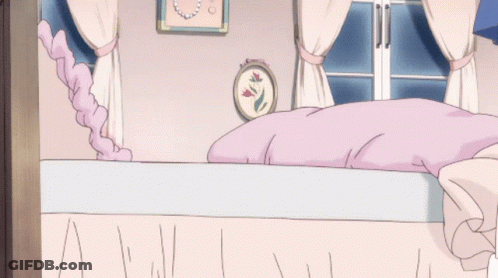 Girl Lying On Bed With Purple Blanket GIF