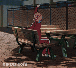 Girl Lying On Bench With Head Resting GIF