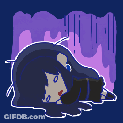 Girl Lying On Her Back On Purple Background GIF