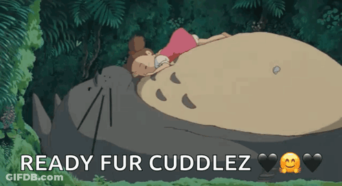 Girl Lying On Top Of Totoro Ready Fur Cuddlez GIF