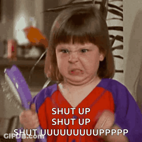 Girl Making Funny Face Saying Shut Up GIF