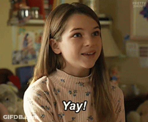 Girl Making Funny Face Saying Yay GIF