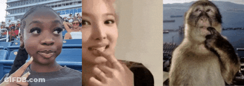 Girl Monkey And Man Sitting In Stadium GIF